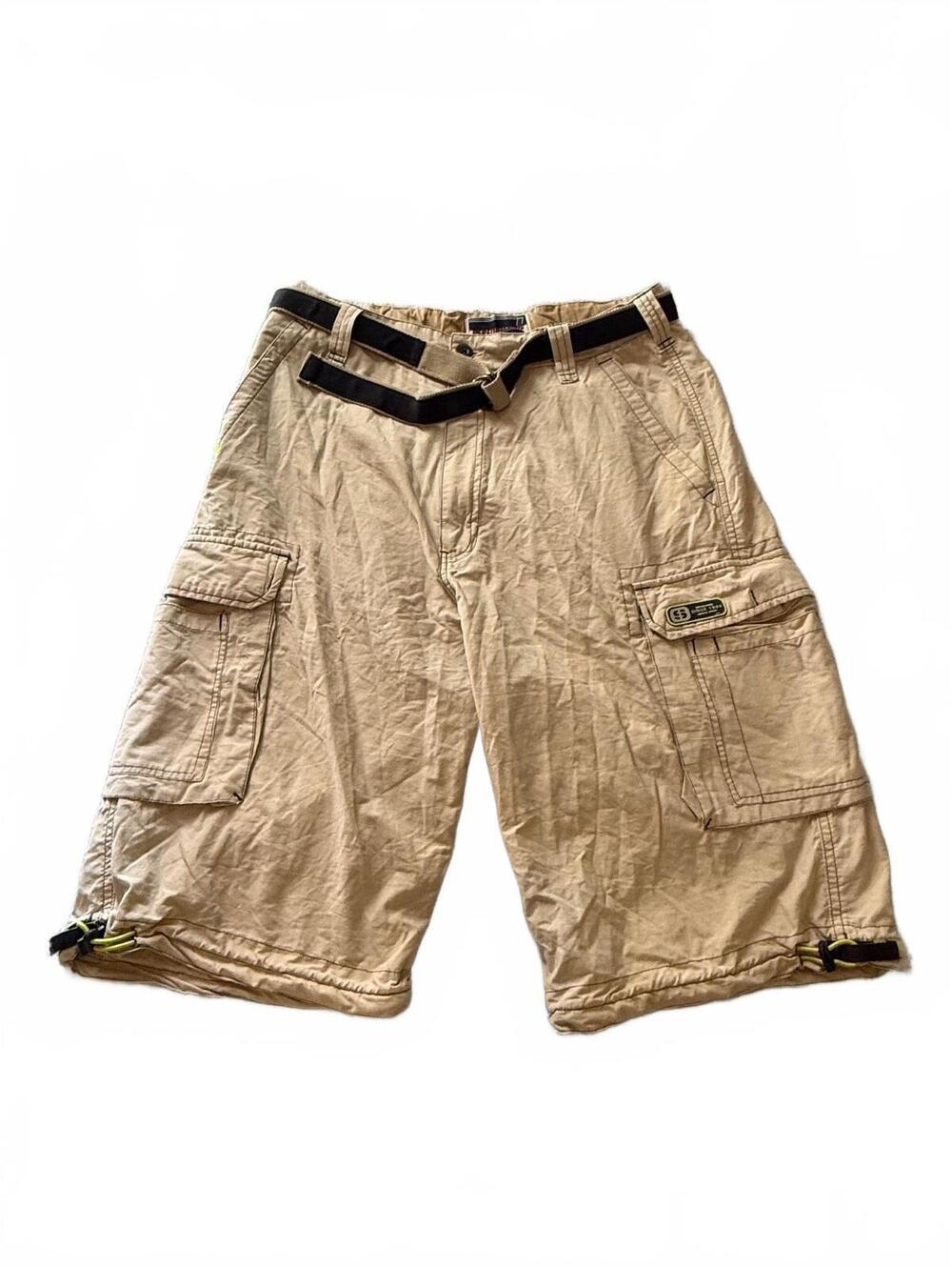 VTG Sonoma Performance Cargo Shorts Mens 34 Tan Belted Techwear Y2K Gorpcore